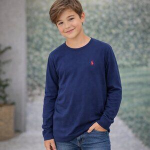 Polo Ralph Lauren Logo Long Sleeve T Shirt Large 14-16 Blue